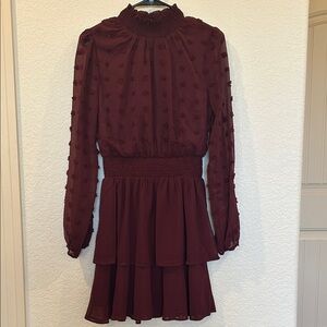 ANDREE BY UNIT Maroon Long Sleeve Dress
